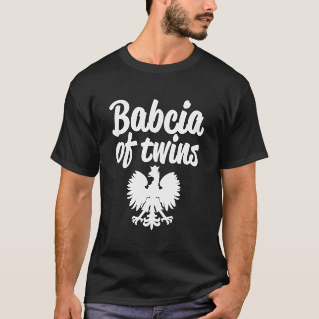 T-shirt Babcia Of Twins Polish Eagle (Devant)