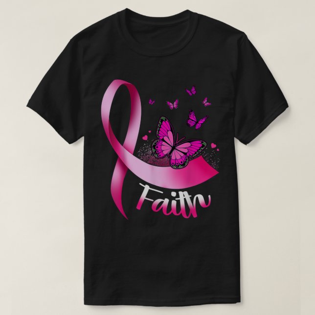 T-shirt Babfly Faith Pink Ribbon Cancer Breast Awarenes (Design devant)