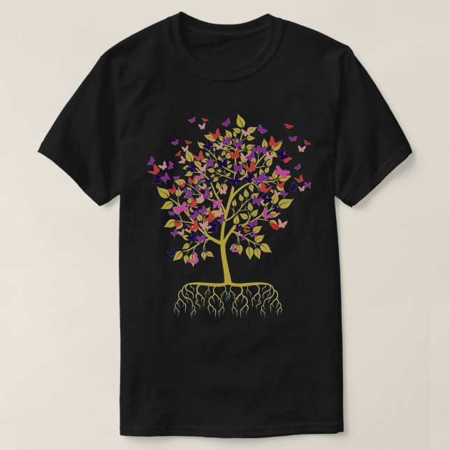 T-shirt Babfly Tree Beautiful Animal Butterflies Tree N (Design devant)