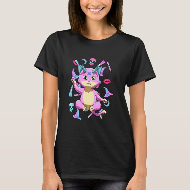 T-shirt Baby Baphomet Chat Pastel Goth Et Nu Goth (Devant)