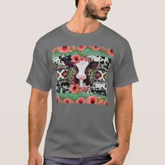 T-shirt Baby Calf Floral Aztec Cowhide Baby Cow Western An
