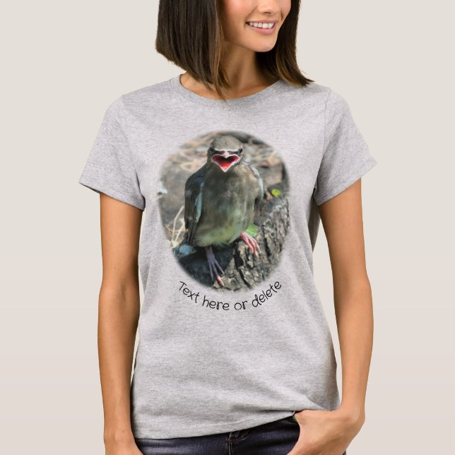 T-shirt Baby Cedar Waxwing Bird Nature Personalized (Devant)