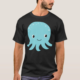 T-shirt Baby Child Blue Octopus