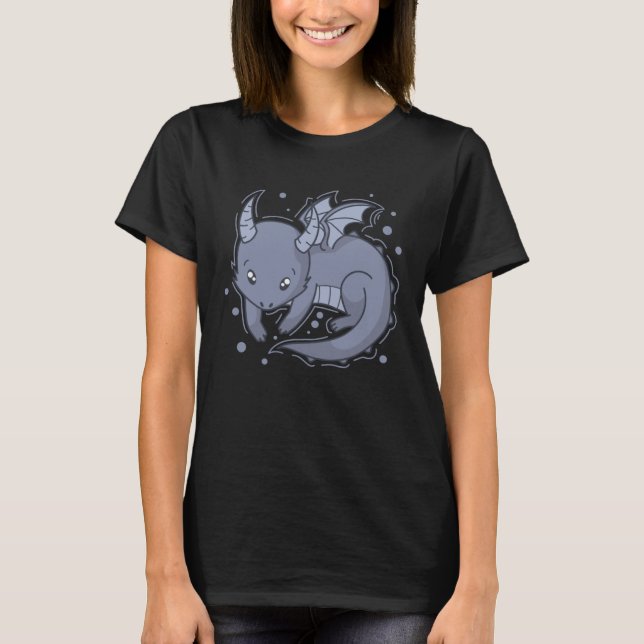 T-shirt Baby Dragon Fable Creature Fairy Tale Wings (Devant)