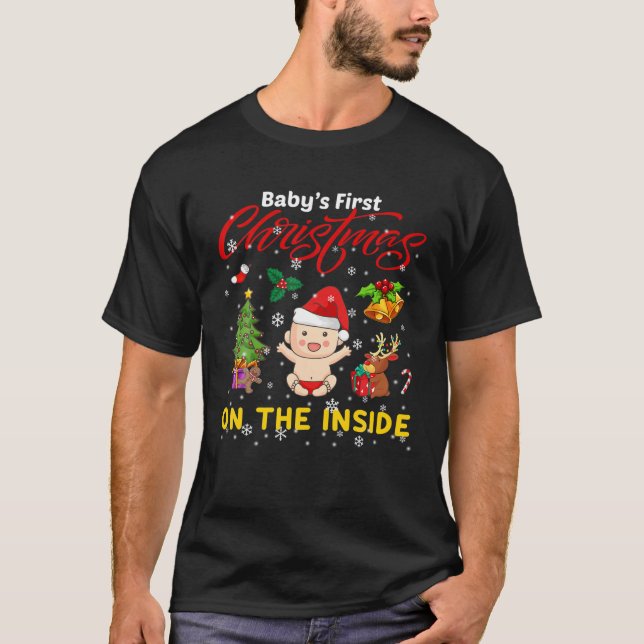 T-shirt Baby First Christmas On The Inside Pregnancy Chris (Devant)