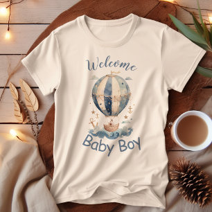 T-shirt Baby shower de garçon nautique à ballon à air chau