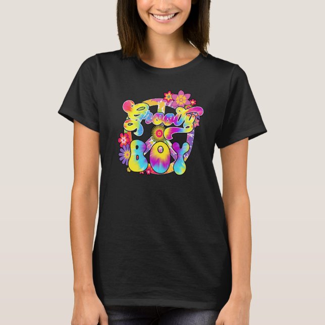 T-shirt Baby shower familial jumelé super  hippie Cravate (Devant)