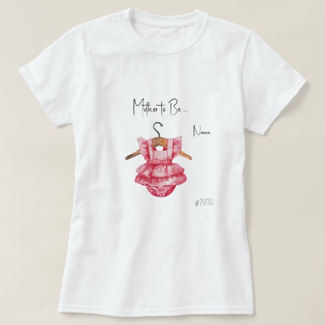T-shirt Baby shower fille de robe rose (Design devant)