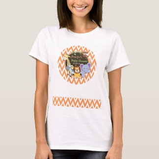T-shirt Baby shower Jungle ; Chevron orange et blanc