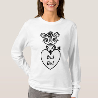 T-shirt Baby Zebra Heart avec votre message personnalisé