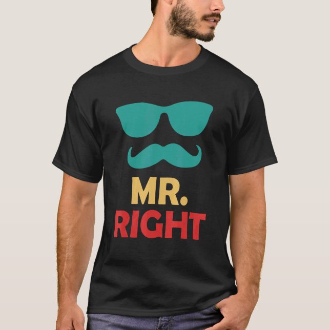T-shirt Bachelor Party Groom Dit M. Right Mariage Eve B (Devant)