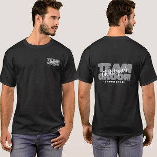 T-shirt Bachelor Party Groomsman's Name Team Groom Grey