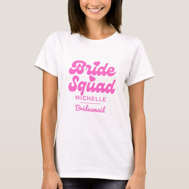 T-shirt Bachelorette de brigade rose personnalisée (Devant)