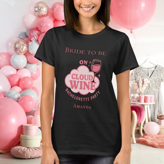 T-shirt Bachelorette fête sur le vin nuage mariée noir (Créateur téléchargé)