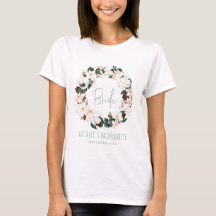 T-shirt Bachelorette floral tropical de jeune mariée de