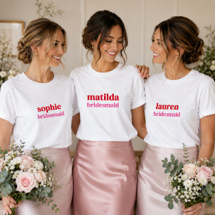 T-shirt Bachelorette minimaliste rouge et rose