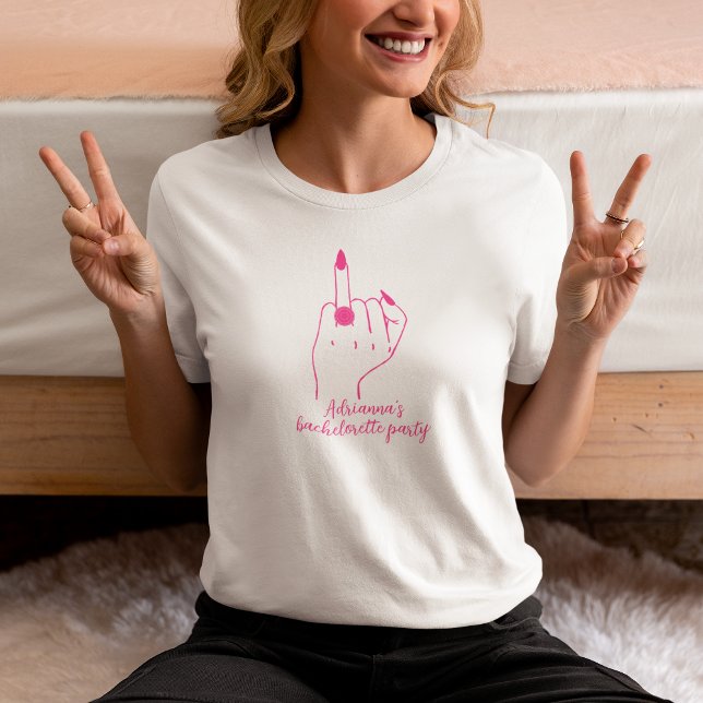 T-shirt Bachelorette rose tendance Doigt Anneau (Ring Finger Trendy Pink Bachelorette T-Shirt)