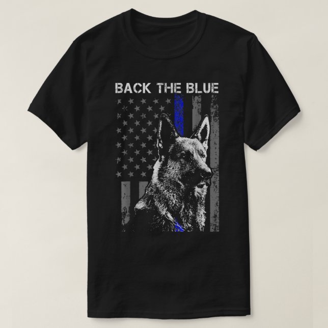 T-shirt Back The Blue Thins Blue Lines Drapeau Shepherd al (Design devant)