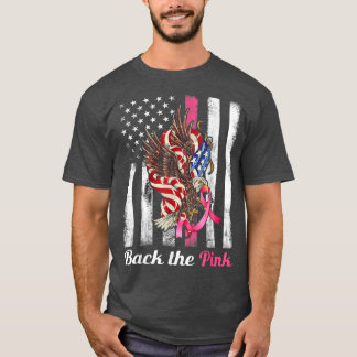 T-shirt Back The Pink Ribbon USA Drapeau Décor Cancer du s