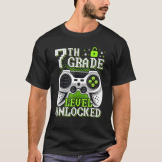 T-shirt Back To School 7th Grade Level Unlocked Video Game
