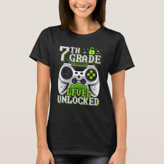 T-shirt Back To School 7th Grade Level Unlocked Video Game