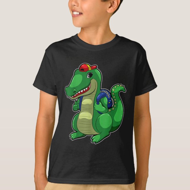 T-shirt Back To School Cute Crocodile Funny Croc Backpack  (Devant)