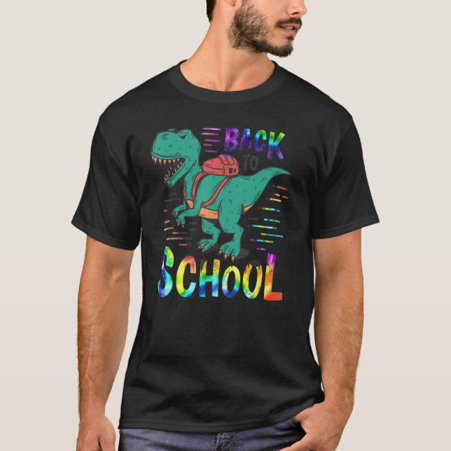 T-shirt Back To School Dinosaur Tye Dye Teacher Students B (Devant)