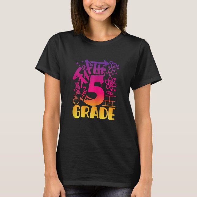 T-shirt Back To School Fifth 5th Grade Teacher Girls Graff (Devant)