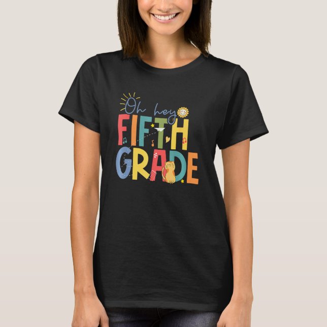 T-shirt Back To School Hello Fifth Grade Teacher Hello 5th (Devant)