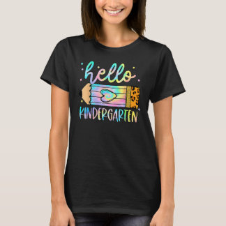 T-shirt Back To School Hello Kindergarten Leopard Tie Dye 