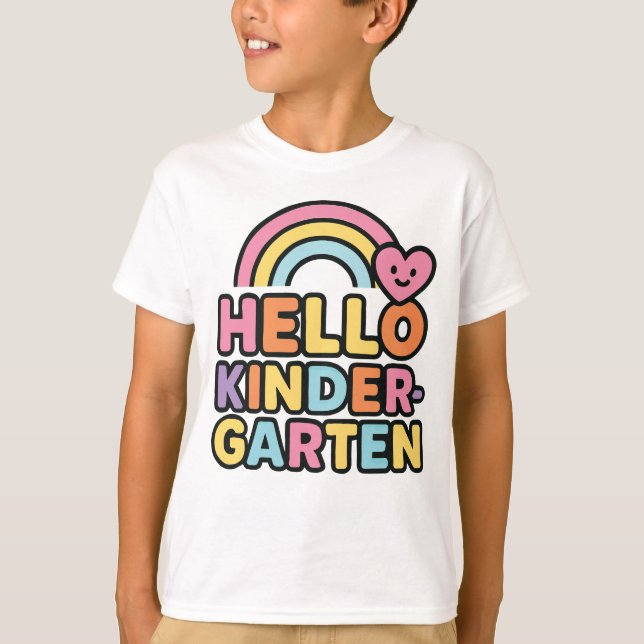 T-shirt Back to School Hello Kindergarten Teacher Kids (Devant)