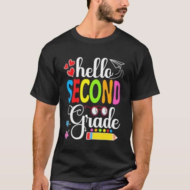 T-shirt Back To School Hello Second Grade First Day Of Sch (Devant)