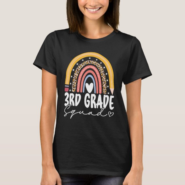 T-shirt Back To School Rainbow 3rd Third Grade Squad Teach (Devant)