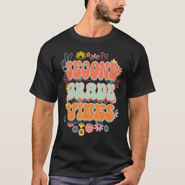 T-shirt Back To School Second Grade Vibes Student Teacher  (Devant)