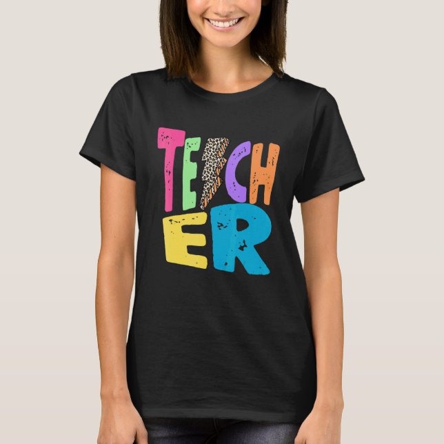 T-shirt Back To School Teacher Leopard Thunder Motivationa (Devant)