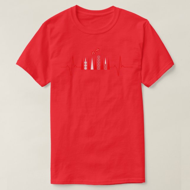 T-shirt Backgammon heartbeat lifeline unique backgammon pl (Design devant)