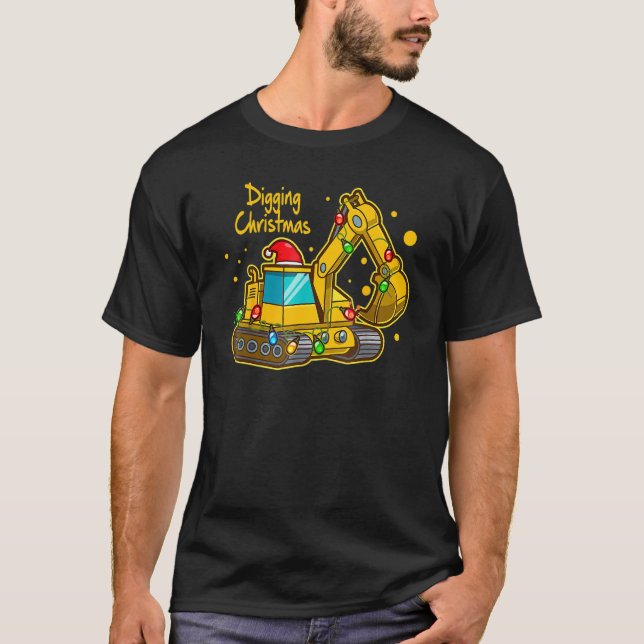 T-shirt Backhotte Camion creuser les lumières de Noël Fête (Devant)