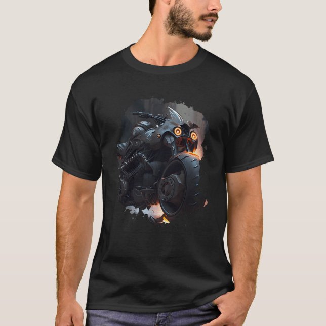 T-shirt Backprint Puissant obscurité Voyage une moto épiqu (Devant)
