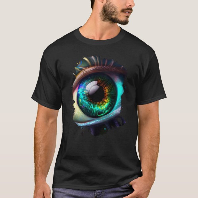 T-shirt Backprint rainbow eye the beauty in the dark (Devant)