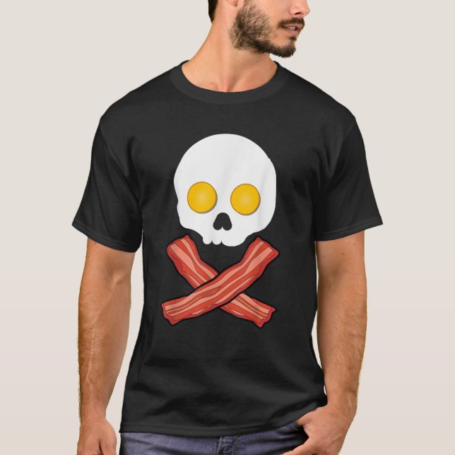 T-shirt Bacon and Eggs Skull Crossbones Funny Fried Breakf (Devant)