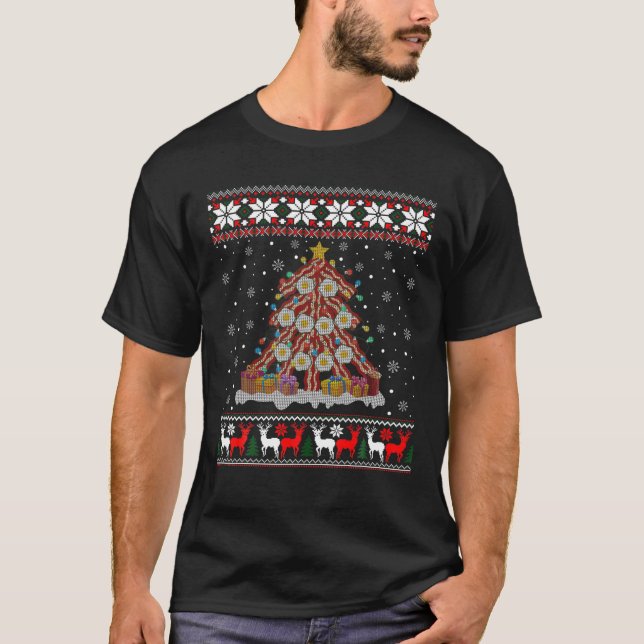 T-shirt Bacon Christmas Tree Egg Amusement Meilleur Cadeau (Devant)