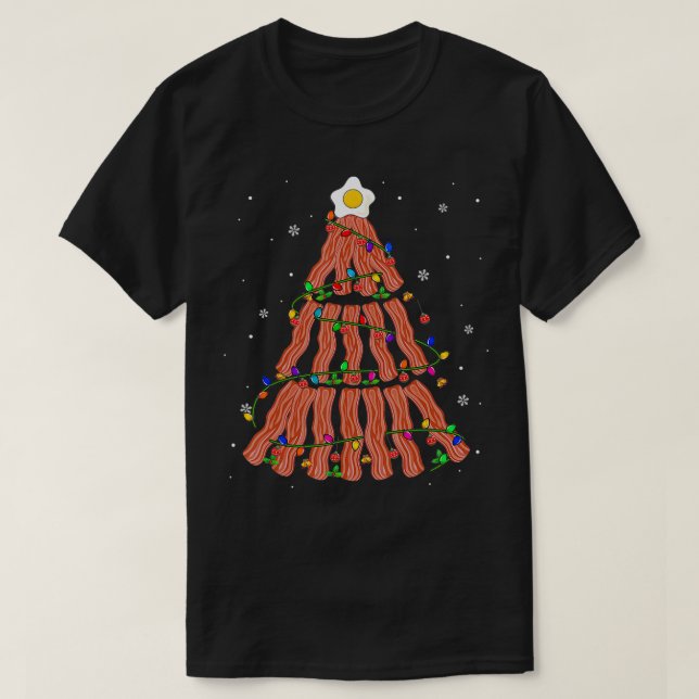 T-shirt Bacon Noël Arbre mignon Lumières Noël Bacon P (Design devant)