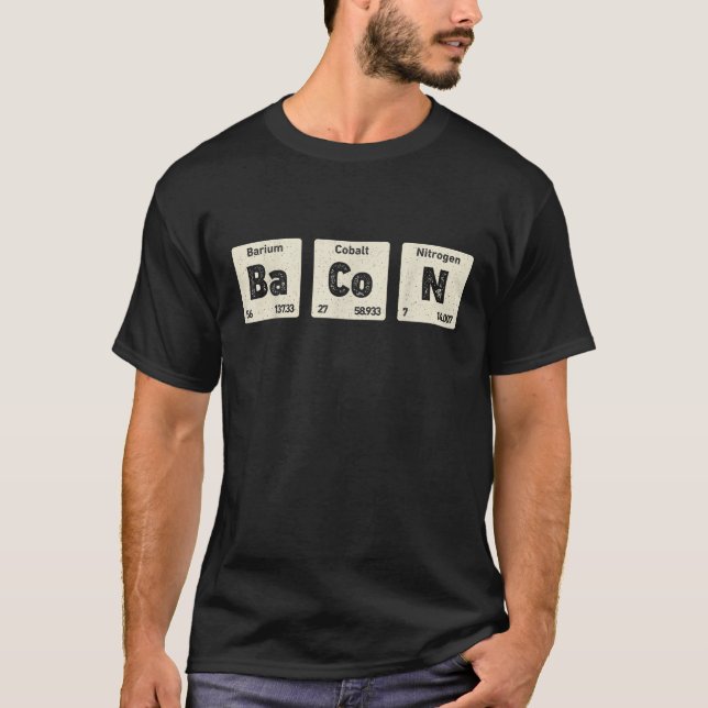 T-shirt Bacon Science Chimie Drôle Tableau Périodique D'El (Devant)