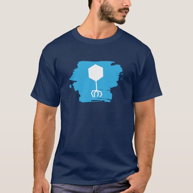 T-shirt bactériophage de logo (bleu) (Devant)