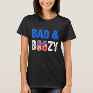 T-shirt Bad & Boozy Rouge Blanc Et Bleu Beer Bong Shots Am
