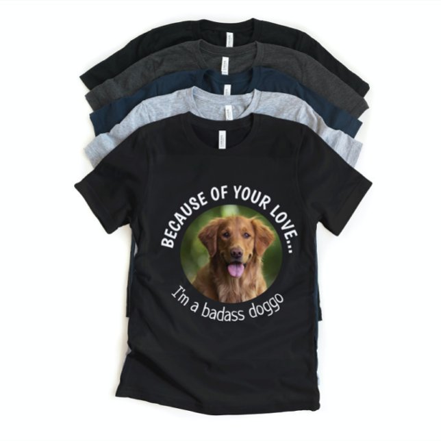 T-shirt Badass Doggo Fête des pères Photo personnalisée T- (Créateur téléchargé)