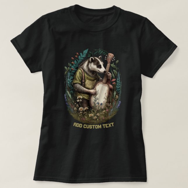 T-shirt Bade mignonne jouant un banjo, Amateurs de Badger (Design devant)