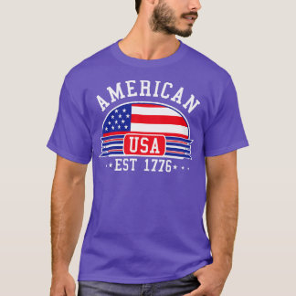 T-SHIRT BADGE BLEU AMÉRICAIN