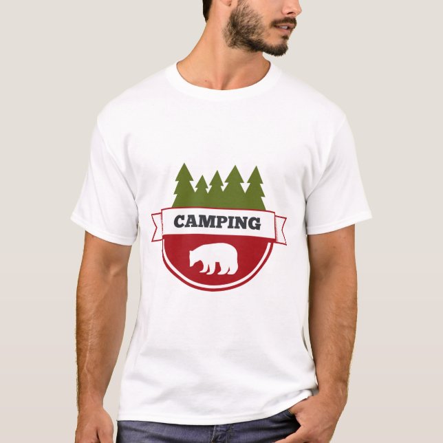 T-shirt Badge Camping Moderne Ours (Devant)