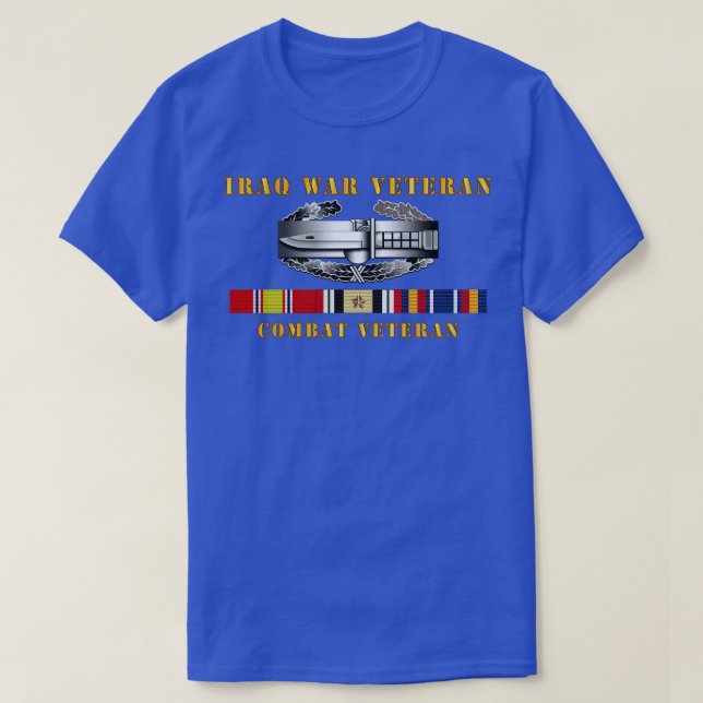 T-shirt Badge d'action de combat vétéran de l'Irak avec CA (Design devant)
